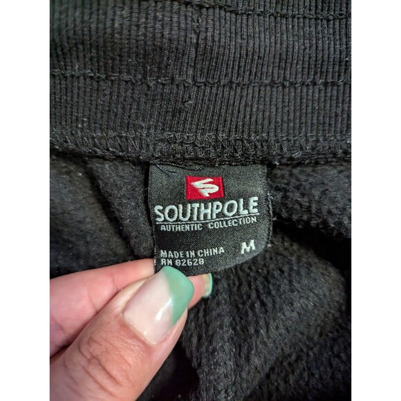 Southpole Sweatpants Mens M Black Pull On Stretch Drawstring Joggers Casual Y2K - Picture 5 of 5